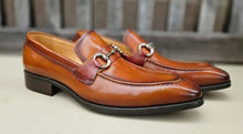 Load image into Gallery viewer, Burnished Calfskin Slip-On Loafer Cognac

