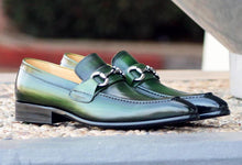 Load image into Gallery viewer, Burnished Calfskin Slip-On Loafer Green
