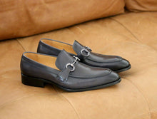 Load image into Gallery viewer, Burnished Calfskin Slip-On Loafer Grey
