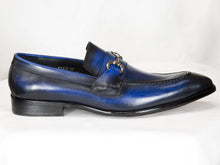 Load image into Gallery viewer, Burnished Calfskin Slip-On Loafer Blue
