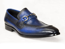 Load image into Gallery viewer, Burnished Calfskin Slip-On Loafer Blue
