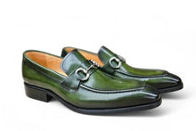 Load image into Gallery viewer, Burnished Calfskin Slip-On Loafer Green
