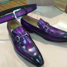 Load image into Gallery viewer, Burnished Calfskin Slip-On Loafer Purple
