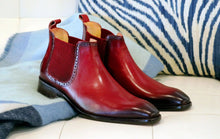Load image into Gallery viewer, Burnished Calfskin Slip-On Boot Red
