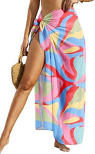 Load image into Gallery viewer, Sheer Chiffon High-Slit Swim Cover-Up Dress – Floral Print, One Size
