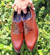 Load image into Gallery viewer, Burnished Calfskin Lace-Up Oxford Cognac
