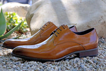 Load image into Gallery viewer, Burnished Calfskin Lace-Up Oxford Cognac
