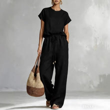 Load image into Gallery viewer, Women's Zip-Up Crew-Neck Top &amp; Wide-Leg Pants Set
