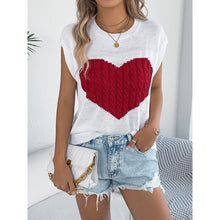 Load image into Gallery viewer, Women’s Heart Color Block Knit Top – Casual Sleeveless Valentine Tank
