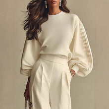 Load image into Gallery viewer, Women’s Round Neck Sweatshirt &amp; Pants Set – Casual Long Sleeve Two-Piece Outfit
