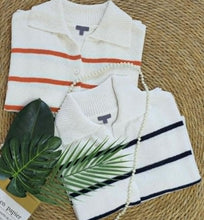 Load image into Gallery viewer, Women’s Knit Button Cardigan with Striped Short Sleeves
