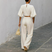 Load image into Gallery viewer, Women’s Short Top &amp; High-Waisted Pants Set – Casual Two-Piece Outfit
