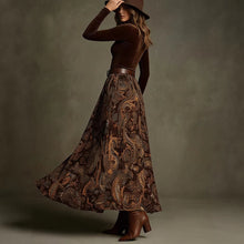 Load image into Gallery viewer, Women's Floral Print Long Sleeve Skirt Set with Belt – Caramel

