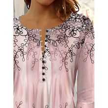 Load image into Gallery viewer, Women’s V-Neck 3/4 Sleeve Button-Front Tunic Blouse
