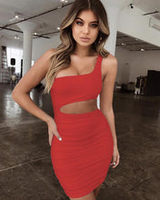 Load image into Gallery viewer, Slim One-shoulder Short Dress Sexy Fashion Hollow Mini Dresses For Women
