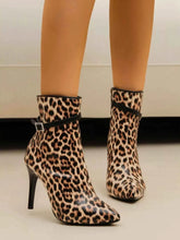 Load image into Gallery viewer, Pointed Toe Stiletto Heel Buckle Ankle Boots : High Heel Mid Calf Zipper

