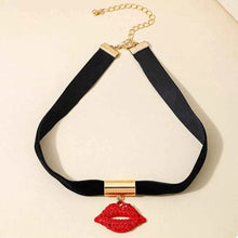 Load image into Gallery viewer, Rhinestone Lip Earrings and Necklace Jewelry Set
