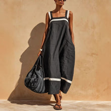 Load image into Gallery viewer, Women's Contrast Strap Casual Loose Midi Dress – Linen Blend
