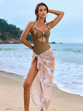 Load image into Gallery viewer, Cutout Sweetheart One-Piece Swimwear and Cover-Up Swim Set
