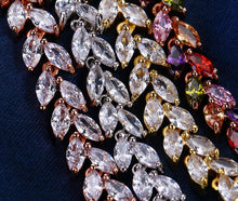 Load image into Gallery viewer, Luxury Diamond Shiny Fashion Charm AAA Cubic White Zircon Four Colors Leaf Jewelry Bracelets For Woman Elegance Wedding Party Gift

