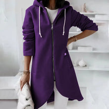 Load image into Gallery viewer, Street Zip Hooded Velvet-Lined Sweatshirt Women | Cozy Streetwear
