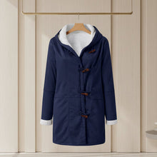 Load image into Gallery viewer, Sherpa-Lined Duffle Toggle Jacket with Hood — Warm Hooded Fleece Coat
