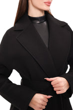 Load image into Gallery viewer, Cambridge Comfort Wraparound Wool Cashmere Coat in Black
