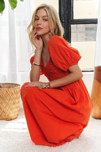 Load image into Gallery viewer, Popcorn Smocked Puff Sleeve Dress For Women – Textured, Elegant, Fluttering, Feminine, Stylish, Trendy For Special Occasions
