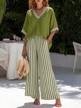 Load image into Gallery viewer, Women's Striped Tunic Top &amp; Casual Trousers Two-Piece Set
