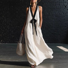 Load image into Gallery viewer, Women's V-Neck Strapless Sleeveless Maxi Dress | Resort-Style Elegant Long Dress
