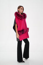 Load image into Gallery viewer, Saga®Furs Silver Fox Wool Alpaca Poncho Vest in Fuchsia
