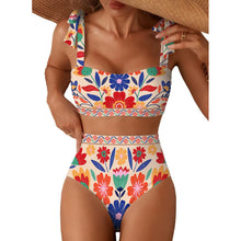 Load image into Gallery viewer, Tie-Shoulder Striped High-Waisted Bikini Set – Two-Piece Swimsuit for Women
