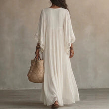 Load image into Gallery viewer, Women's Deep V-Neck Lace Trim Flared Sleeve Boho Maxi Dress
