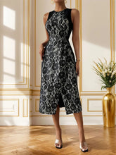 Load image into Gallery viewer, 🌹 Slit Rose Round Neck Sleeveless Midi Dress
