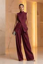 Load image into Gallery viewer, Women's Stand Collar Longline Vest Top &amp; Wide-Leg Trousers Two-Piece Set
