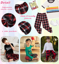 Load image into Gallery viewer, Ekouaer Boys Pajama Pants Long Sleep Pants Soft Elastic Waist Pajama Bottoms Plaid Lounge Pants with 2 Pockets 4-14 Years A-yarn Dyed Lattice2 4-5T - # BOAA11710001
