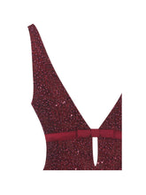 Load image into Gallery viewer, Elora Crimson Sequin Beaded Keyhole Maxi Dress
