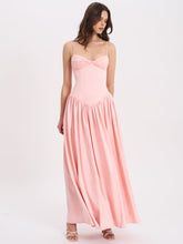 Load image into Gallery viewer, Najwa Baby Pink Ruched Breast Drop Waist Maxi Dress
