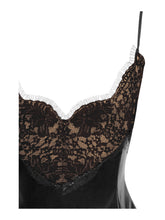 Load image into Gallery viewer, Shelby Black Vegan Leather with Lace Mini Dress
