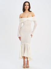 Load image into Gallery viewer, Kaedyn Off Shoulder Long Sleeve Crochet Mermaid Maxi Dress
