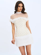 Load image into Gallery viewer, Taylor Ivory Fur Trimmed Beaded Bouclé Mini Dress
