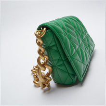 Load image into Gallery viewer, New Adorable Women's Handbag Green Small Flap Shoulder Bag In Thick Metal Chain Women's Clutch Bags Luxury  Ladies Shoulder Purse
