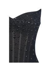 Load image into Gallery viewer, Fatima Black Crystal Sleeveless Corset Mermaid Maxi Dress
