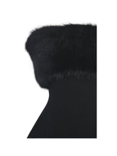 Load image into Gallery viewer, Evelyn Black Fur-Trimmed Mini A-Line Dress
