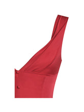 Load image into Gallery viewer, Nahla Red Drop Waist Midi Dress with Buttons
