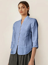 Load image into Gallery viewer, 100% Linen Hand Button Fitted Jacket AMELIA
