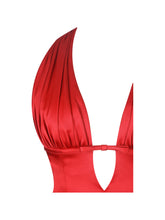 Load image into Gallery viewer, Peyton Ruby Plunging Halter Keyhole Mini Dress
