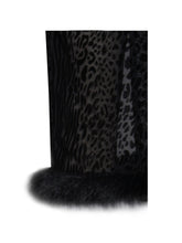 Load image into Gallery viewer, Halia Black Animal Print Burnout Velvet Fur Trim Skirt
