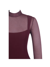 Load image into Gallery viewer, Natasha Burgundy Faux Two-Piece Turtleneck Mini Dress
