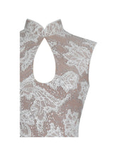 Load image into Gallery viewer, Tavia White Beaded Teardrop Neckline Maxi Dress
